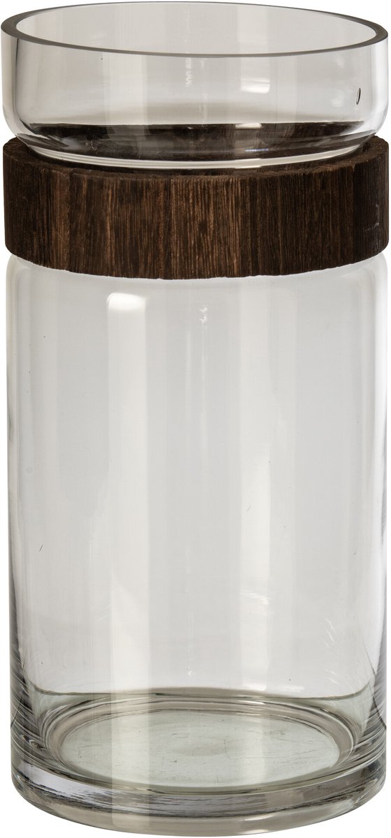J-Line Cilindervaas - glas - donkerbruin/transparant - large
