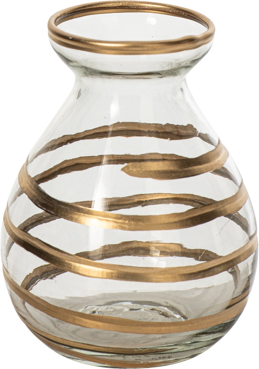 J-Line kandelaar - glas - goud/transparant - set van 2