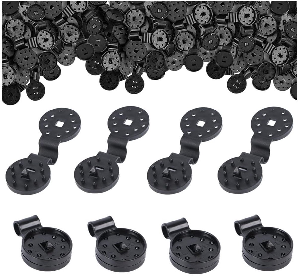 bevestigingsclips voor schaduwnet, 60 stuks clips van kunststof met oog voor schaduwnet, winddicht weefsel, veiligheidsnet, tuinhek, zwart