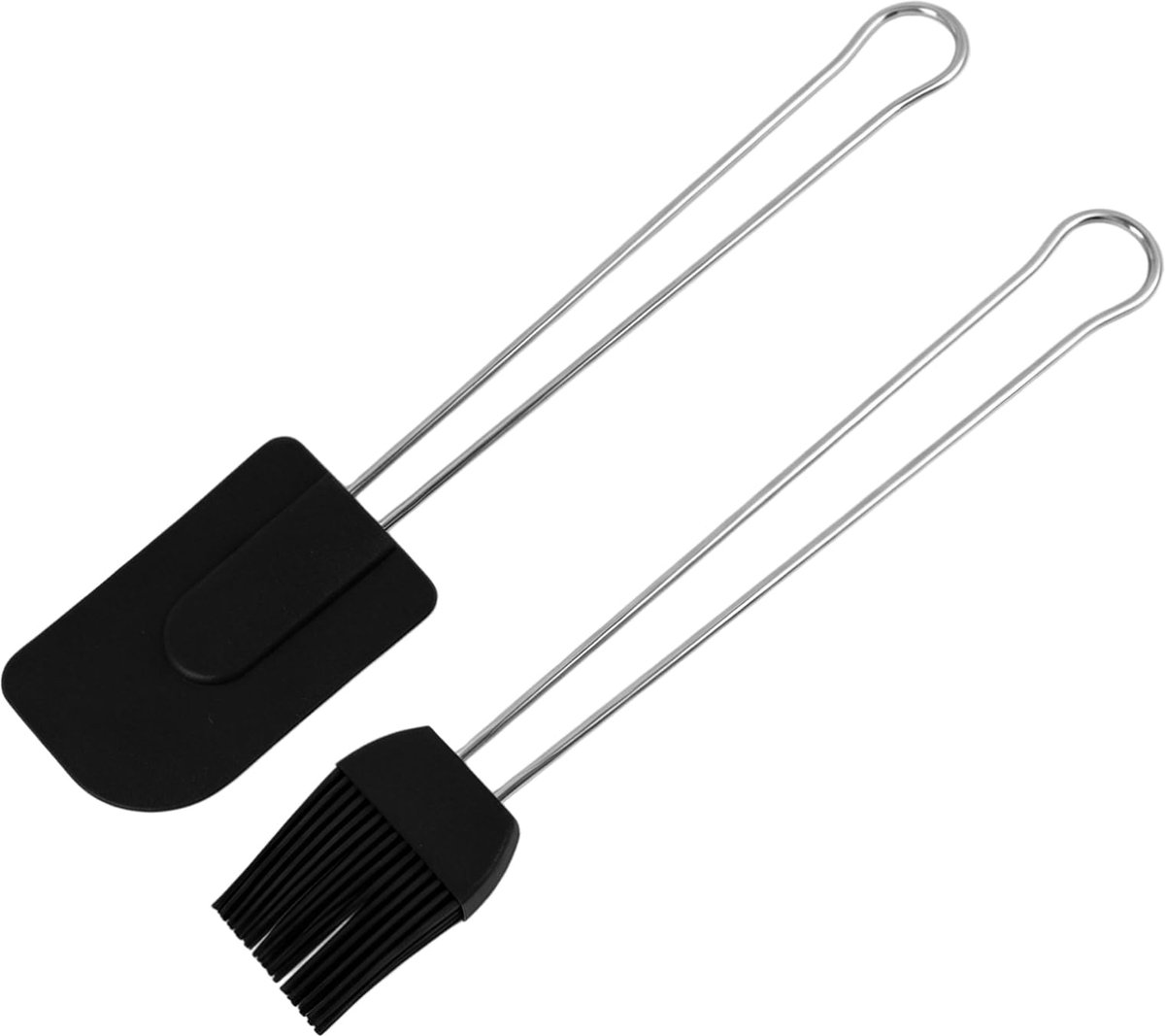 Deegschraper van siliconen en roestvrij staal, siliconen oliekwast, flexibel en hittebestendig, ideaal als deegspatel, taartspatel, taartspatel, bakkwast of spatel, compatibel met 24,5 x 5 cm