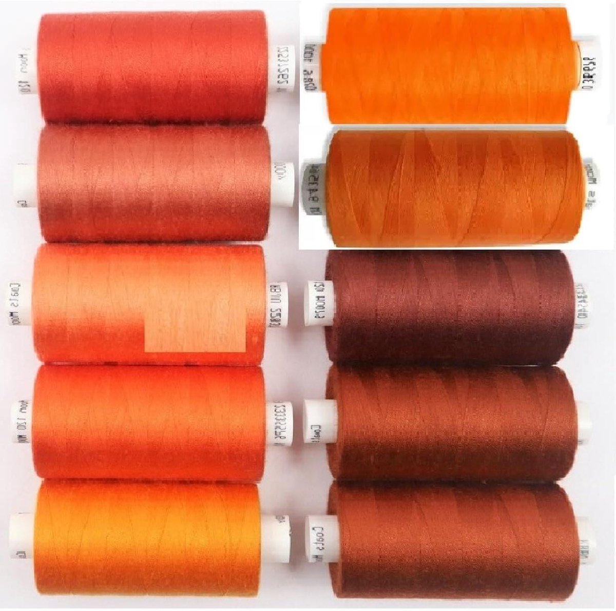 Naaigaren Set - Polyester Draad - Kleding Maken - Gesmeerd Garen - 10 Rollen - Oranje Assortiment