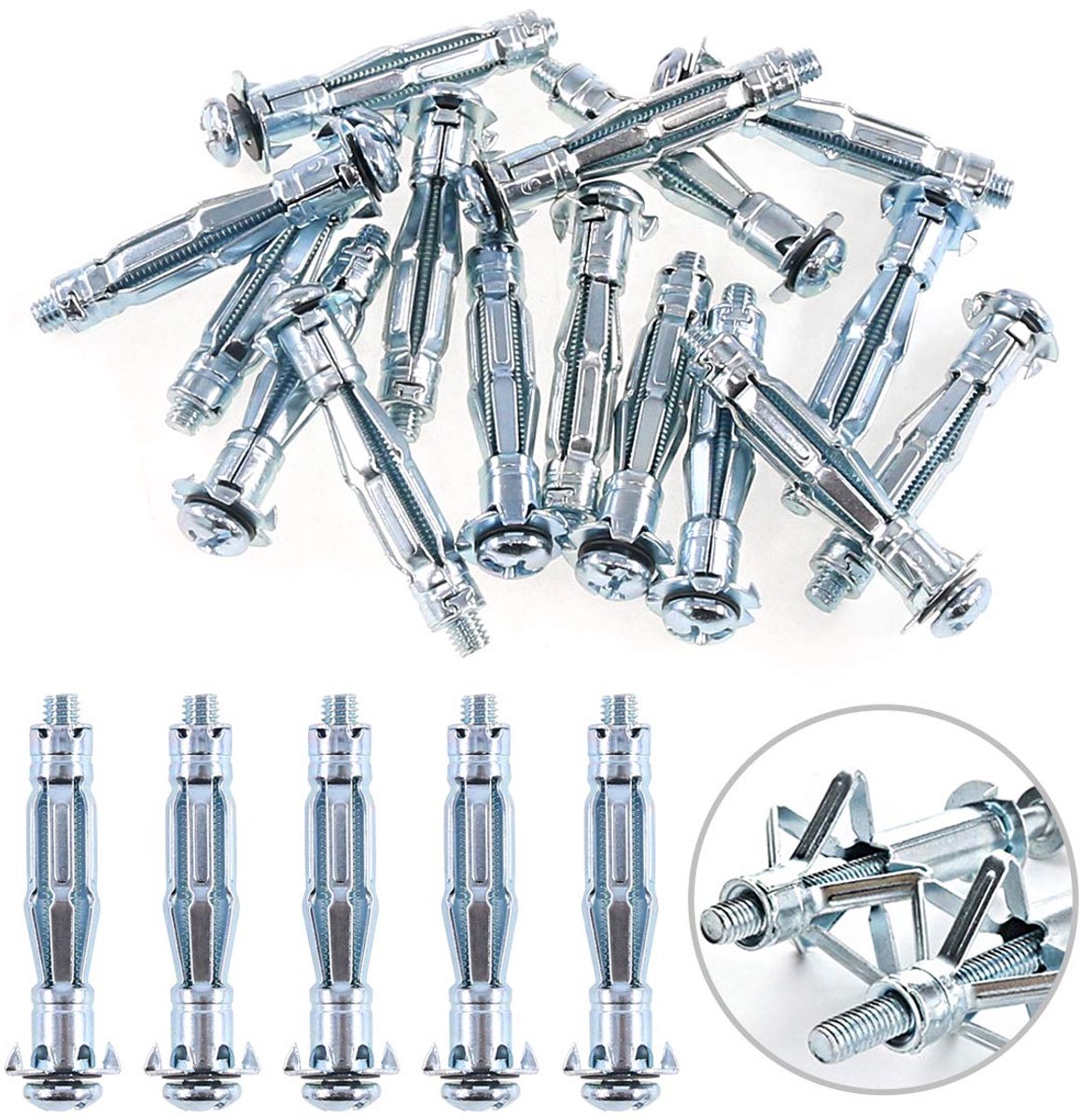 30 stuks 6x52 MM Heavy Duty verzinkt staal Molly Bolt Hollow Drive muur anker schroeven set voor gipsplaten, gips en tegel (M6x52)