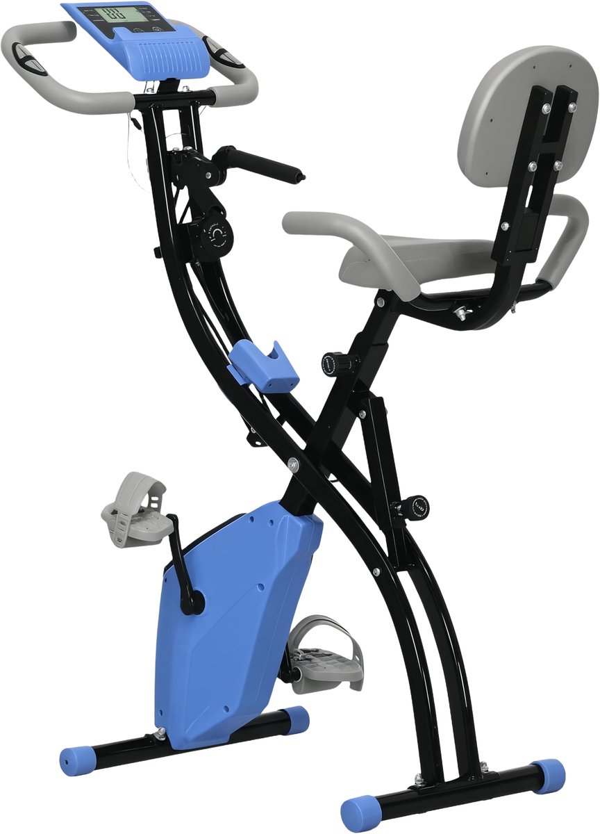 Opvouwbare X-Bike Hometrainer – Exercise Bike met LCD Display – Fietstrainer voor Thuis Fitness en Cardio – Blauw