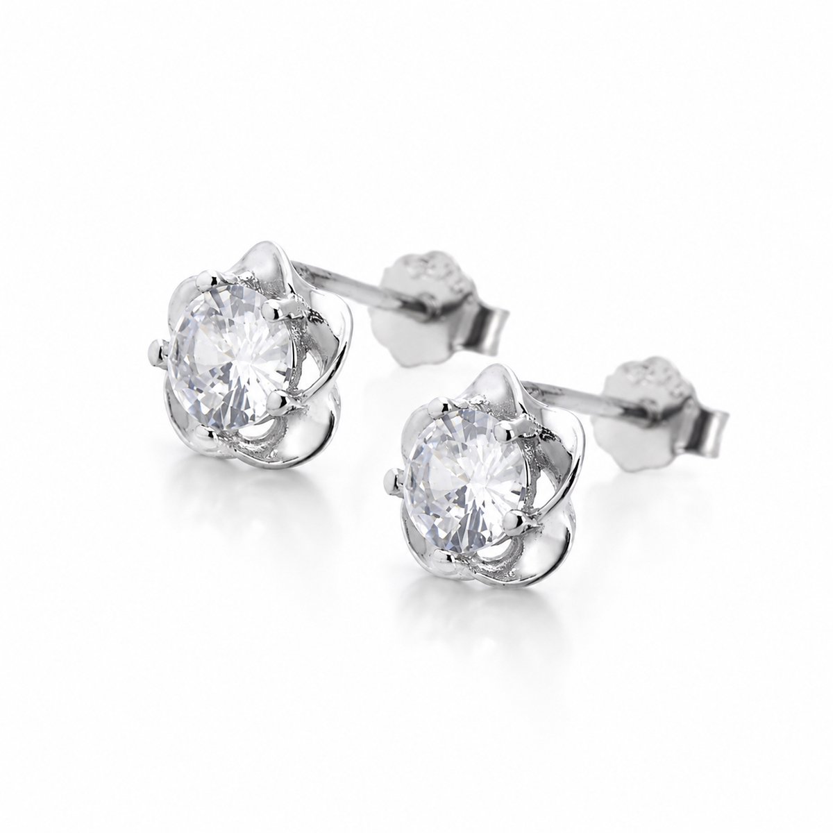 Cristaé S925 Sterling Zilveren Pruimenbloesem Oorbellen – Stud Oorbellen met Zirkoon – Hypoallergeen – Inclusief Luxe Sieradendoosje – Cadeau voor Dames