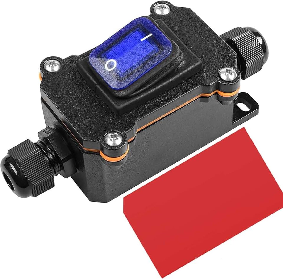 Inline Snoerschakelaar Waterdichte Tuimelschakelaar DPST 20A-12VDC/16A-24VDC/20A-125VAC/16A-250VAC IP66 Open Dubbel Gat Waterdichte Doos Tweezijdige Ingang (Blauw Led)(Patent No.-015058842)