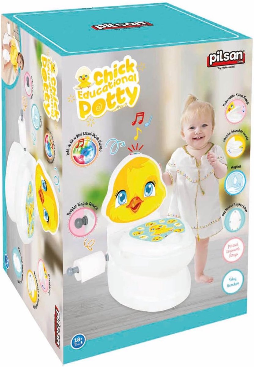 Kinder Potje - Toilet Potje - Zindelijkheidstraining - Realistisch Sifon Geluid - 41 x 26 x 45 cm - Meerkleurig