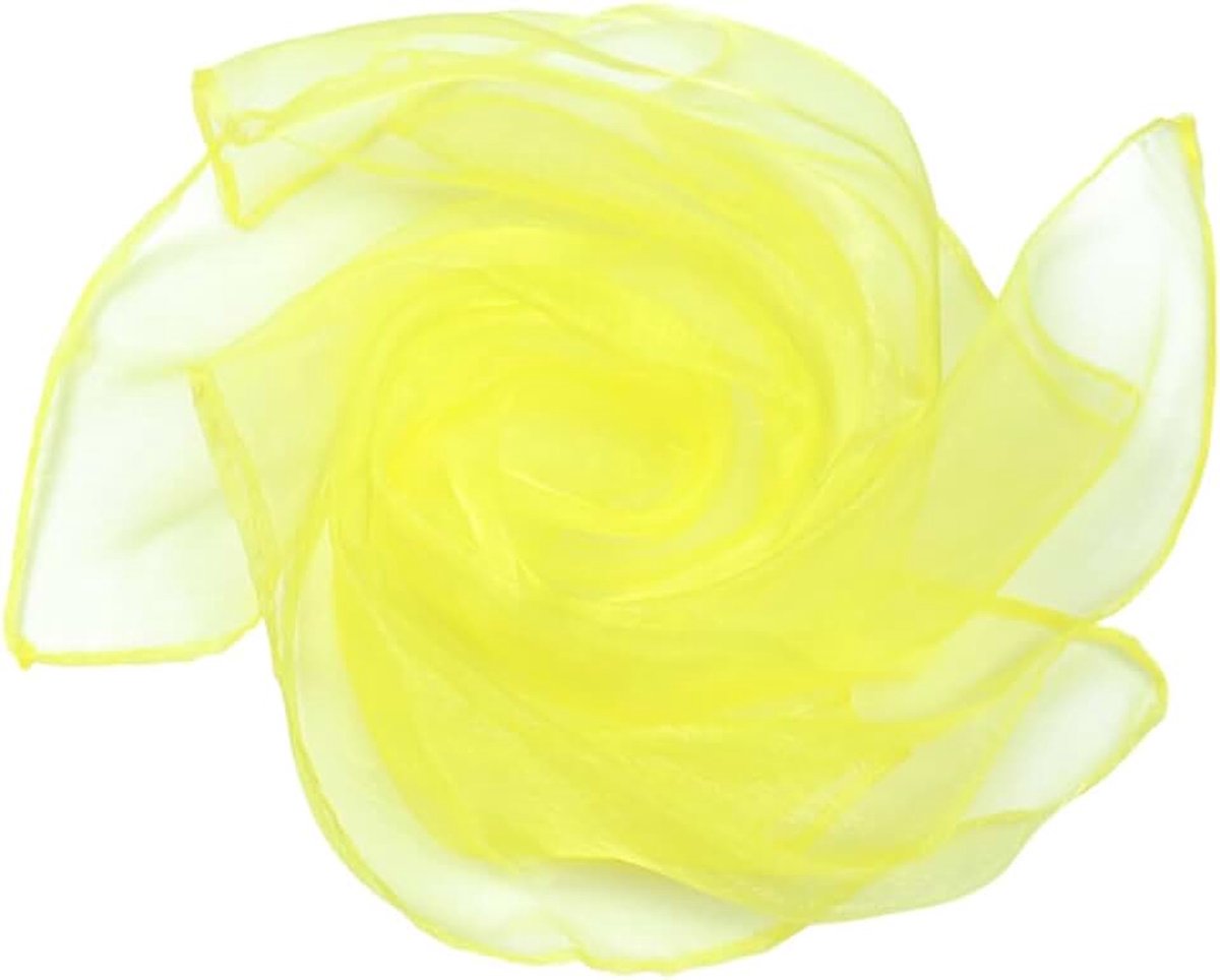 10 stuks vierkante jongleerdoeken, zijden doeken, chiffondoeken, performance dansdoeken, gymnastiekdoeken, jongleerdoeken, sjaals voor dansen, jongleren, sensorische dansdoeken, 45 cm, geel