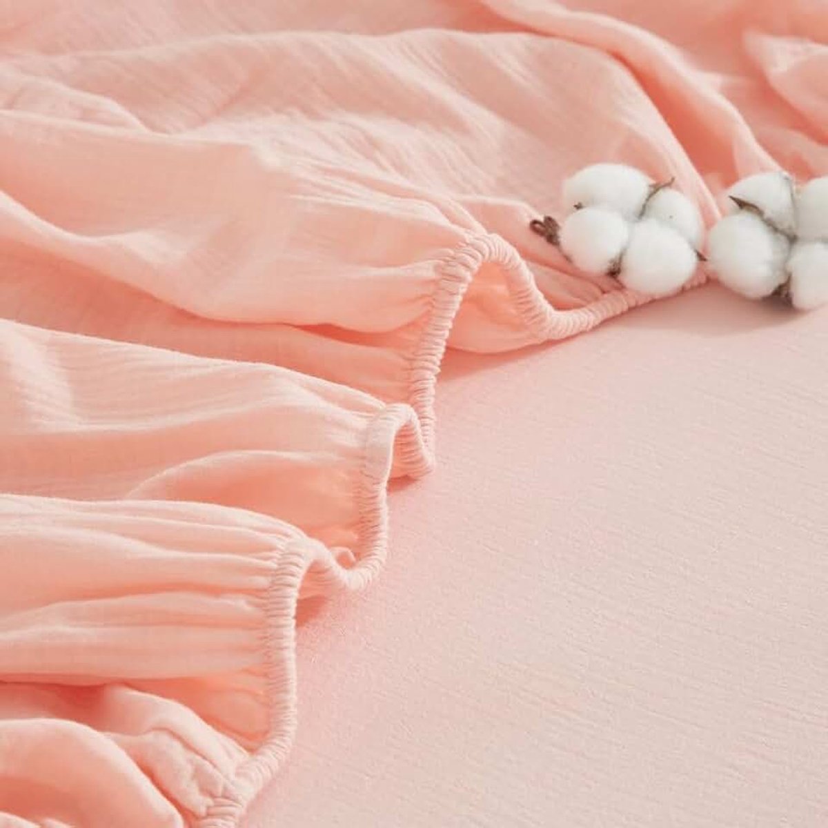 Muslin Hoeslaken 160x200 Roze Lichtroze Antibacterieel Hoeslakens Verkoelend 100% Katoen Muslin Boxspringbed Bettlaken Laken Hoeslaken 160x200 voor Hoge Matras tot 10-30cm