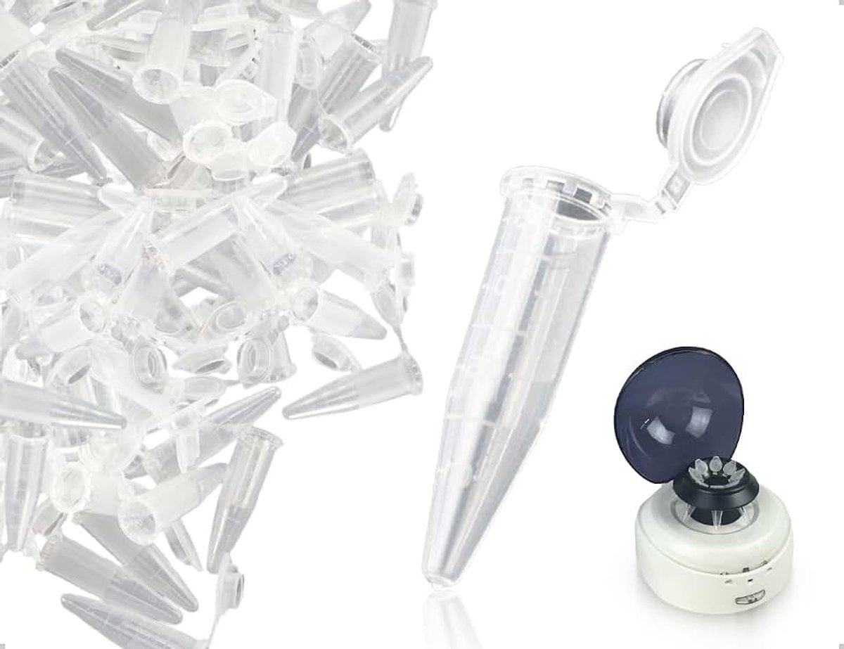 Monsterbuisjes, reactievaten stoffen capsules, 1,5 ml cokesbuisjes, lege centrifugebuisjes, transparante reactievaten stoffen capsules (100)