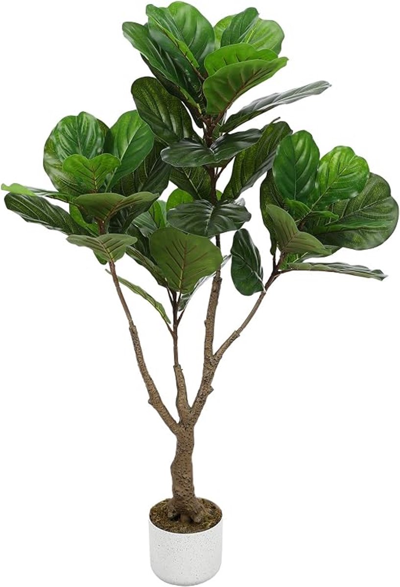 HOERFURIY - 115cm kunst vijgenbladboom met pot - levensechte PEVA-bladeren groenblijvende tropische kunstplant voor thuis kantoor woonkamer en entree