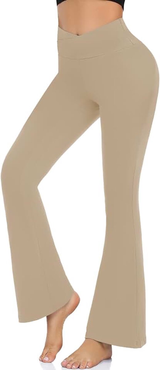 Leggings yogabroek dames cross waist slagbroek ondoorzichtig bootleg sportbroek bootcut joggingbroek jazzbroek.
