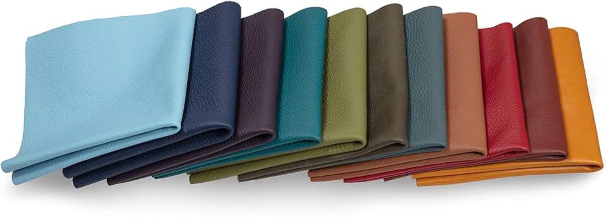Lappen - Stukken Leer in Verschillende Kleuren, Ideaal voor Knutselwerk, Extra Groot, Hoge Kwaliteit Echt Leder, Reparatie van Tassen, Textiel, Bekleding, 2.2lb (1kg), Diverse Tinten, Format A3