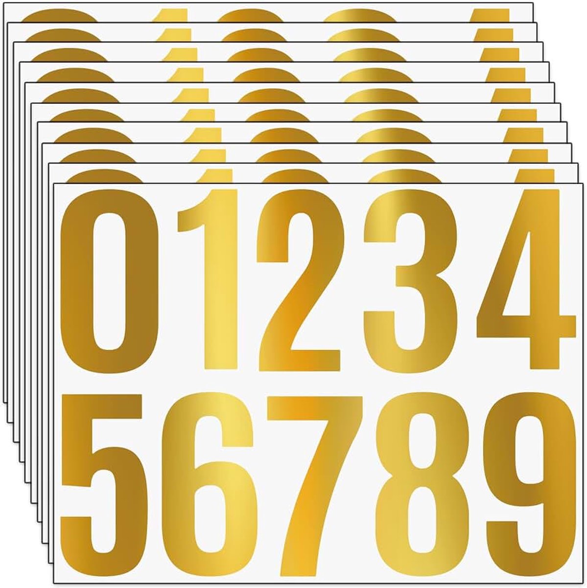 100 stuks, 10 cm - Grote cijferstickers, 10 vellen zelfklevende weerbestendige cijferstickers, vinyl nummerstickers voor brievenbus, adresnummer, huisnummer (goud)