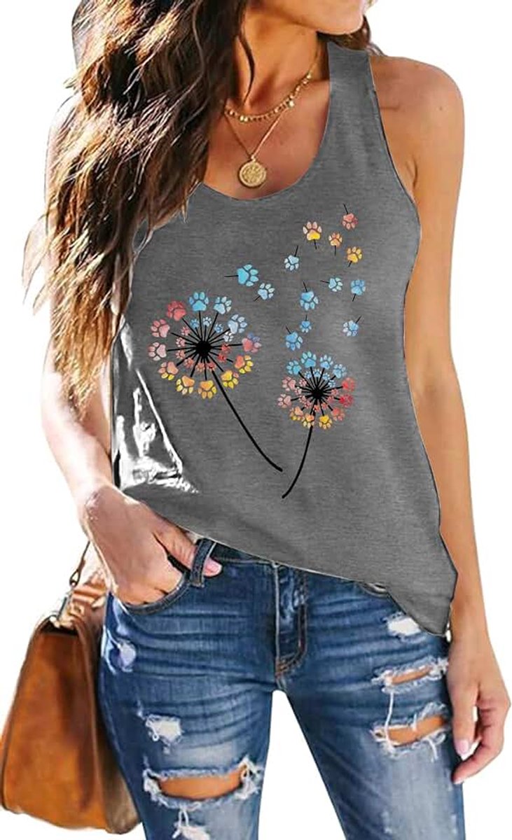 Hohololo Dames Tank Top Met Paardebloem Vrouwen Zomer Vrije Tijd Tanktops Vrouw Mouwloos Tops