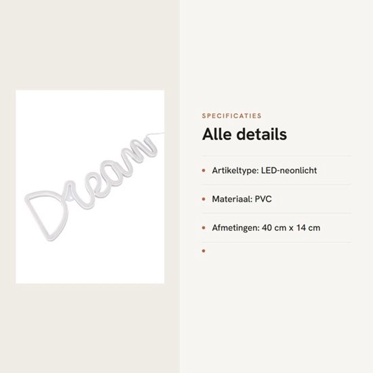 Neonreclame Droom LED - USB/batterijaangedreven Wanddecoratie - Neonwandlamp Slaapkamer/Woonkamer - Feest/Kerst/Bruiloft - Verjaardagscadeau - PVC 40cm/14cm - Neonlicht