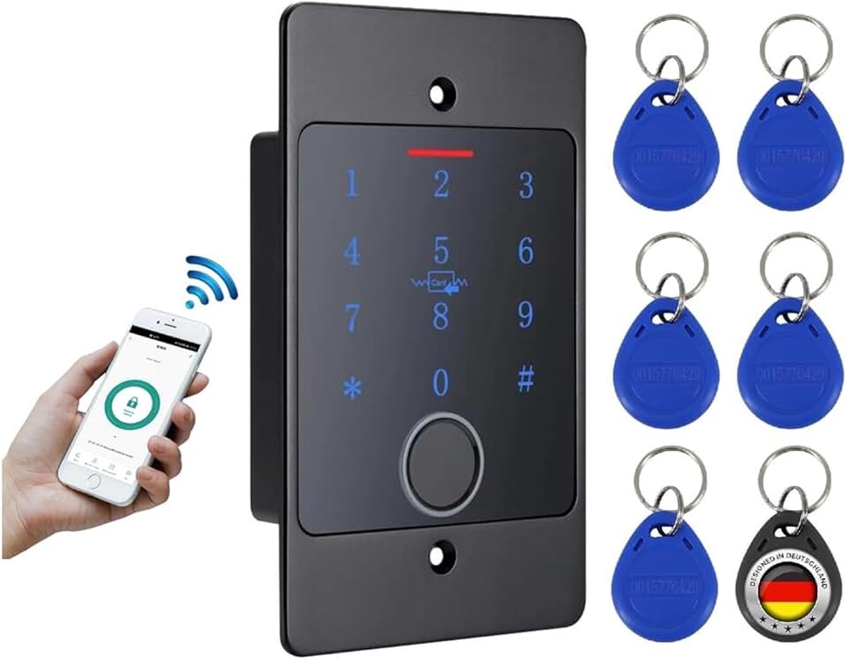 Smart Lock Toegangssysteem met vingerafdruk en RFID – Elektronisch slot voor voordeur, IP66, code en transponder, elektrisch slot voor buiten, slim slot