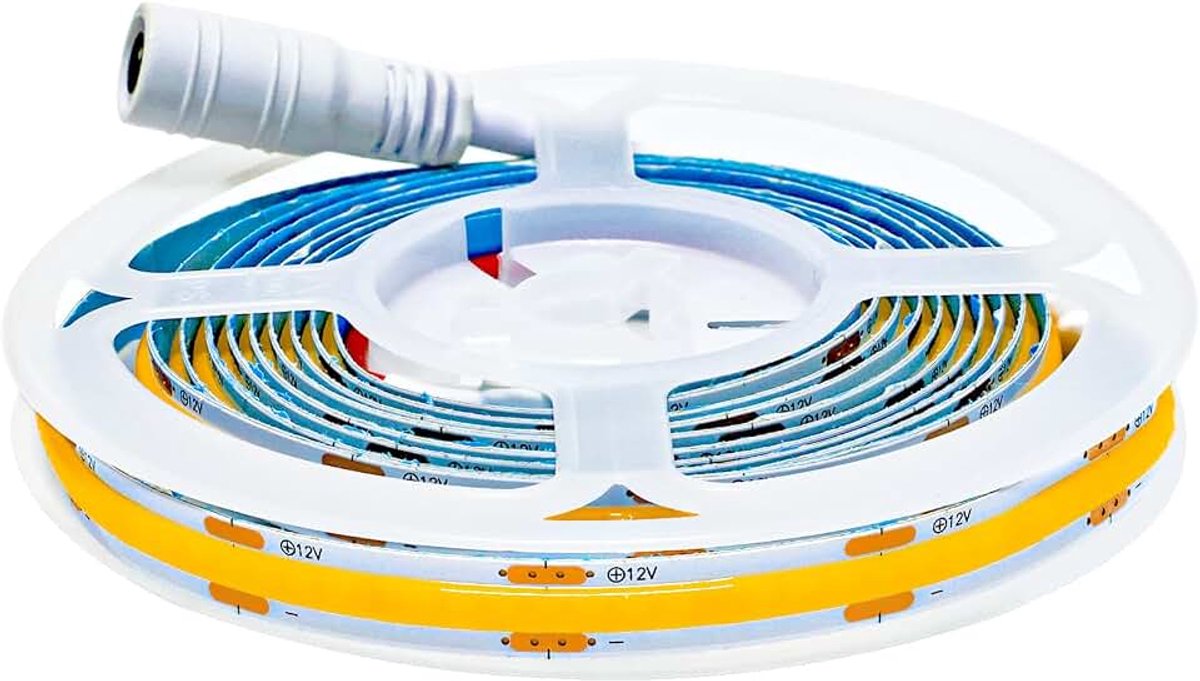 Ledstrip, 12 V COB Band 2 Meter Warmwit 3000 K 320 LEDs/Meter Neonlicht, Flexibele LED Lichtstrip met DC Stekker voor Feest Toonbank Plank Wooncultuur