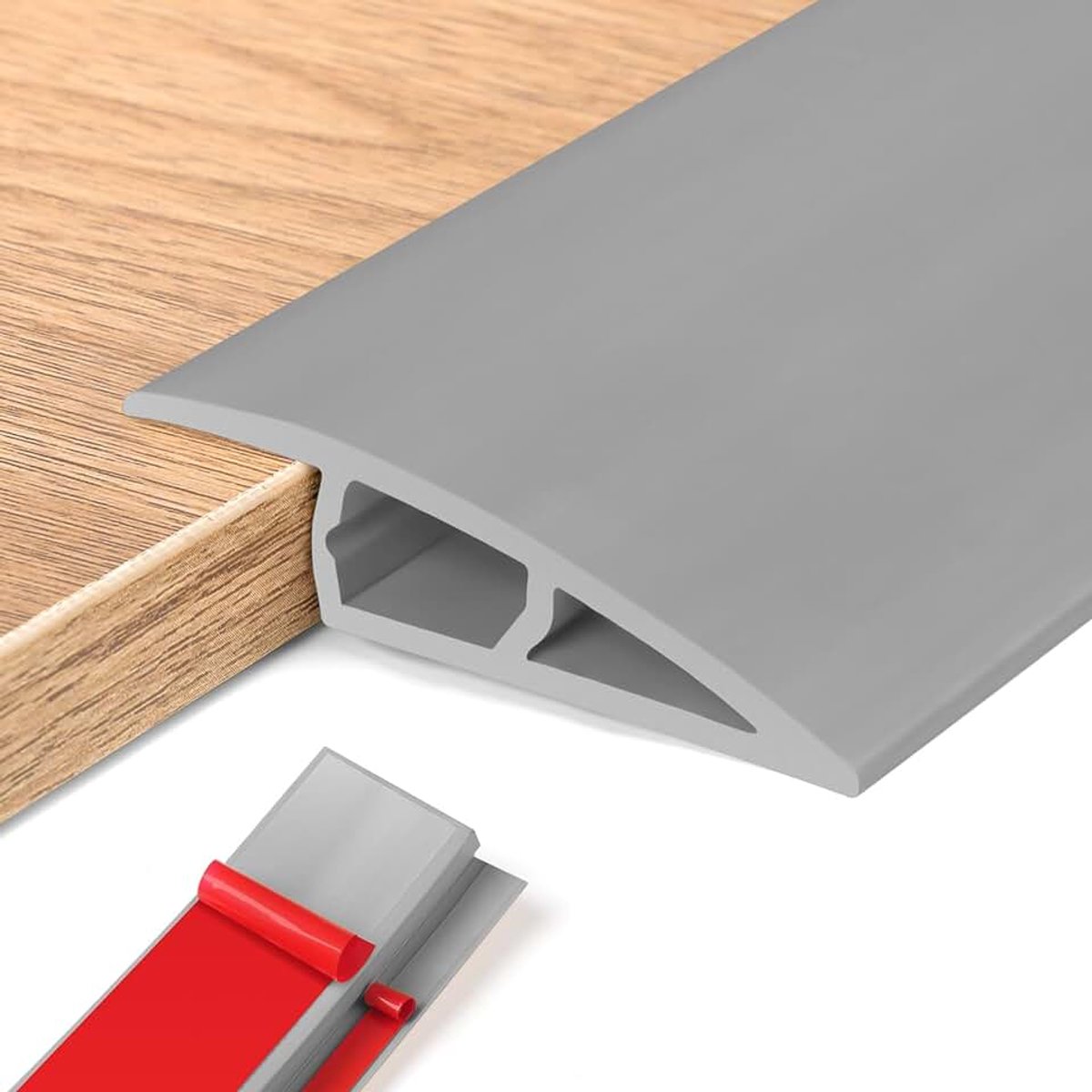 Zelfklevend, overgangsprofiel, hoogtecompensatie, overgangsprofiel voor parketvloeren, laminaatdrempels (grijs, 15~20mm(H),1m(L))