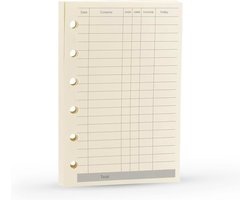 Planner Refill, A7 Agenda Refill Paper Finance Records for 6 Rings Filofax, Accounting Design Inserts, 6 Holes/100gsm,Pocket Size 4.84 x 3.23'', Harphia