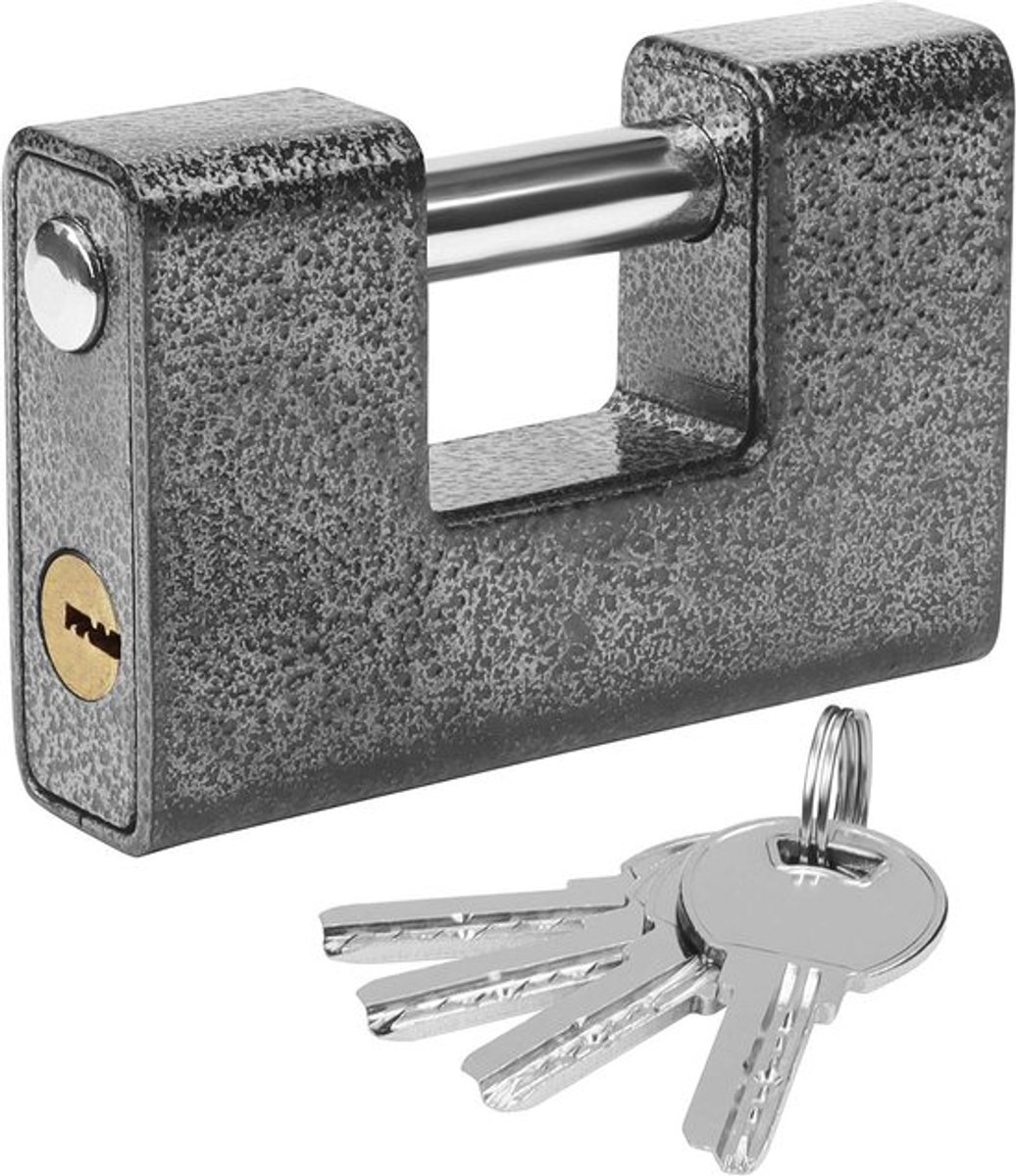 - Zware Kwaliteit Hangslot - Gehard Staal - Solide Materiaal - 12mm Dikke Ring - Beschermslot - 4 Sleutels - Geschikt voor Garagedeur, Containers, Schuur - Lockers - Poorten en Magazijnen.