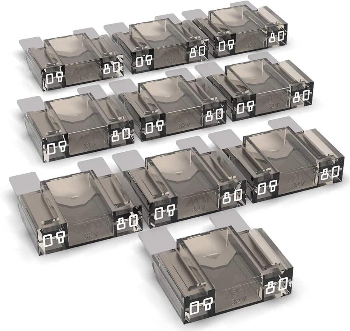 Platte stekkerzekering van 20 - 80 A, steekzekering, smeltzekering, selectie: 80 A ampère wit, 10 stuks