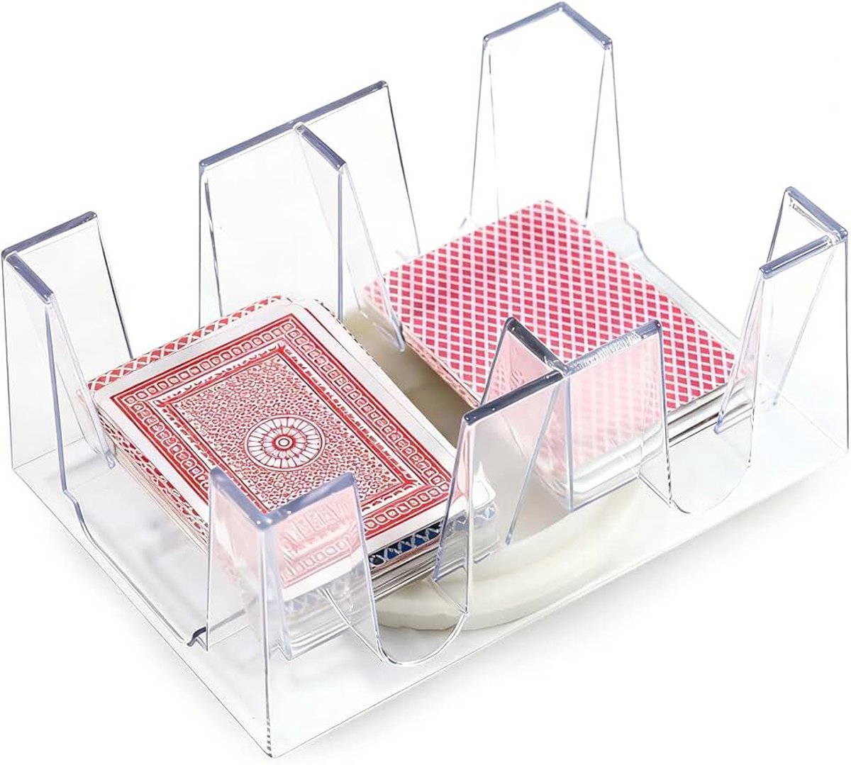 Kaartenspel-organizer, draaibaar speelkaartenvak met 12 decks, kunststof, speelkaarten in standaardformaat, transparant, kaartspelaccessoires, voor het opbergen van kaartspellen