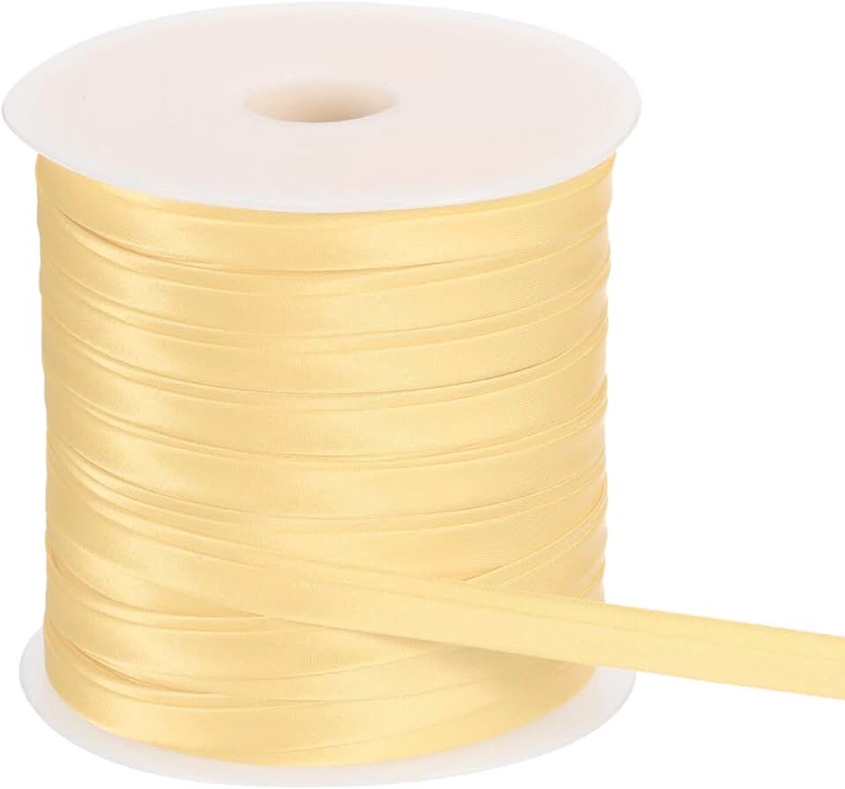 Dubbel gevouwen band om te naaien, 3/8 inch x 55 Iarden satijn, voorgevouwen continue band voor naden, quilten, zomen, doe-het-zelf handwerk, champagne