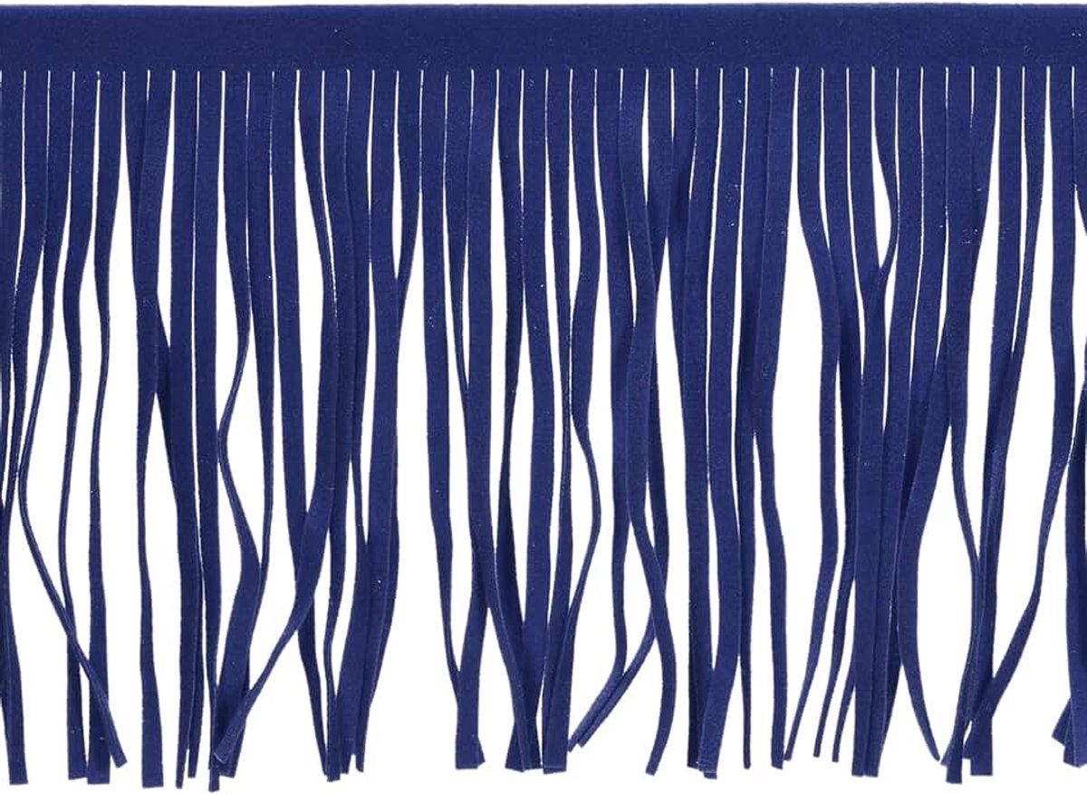 2 Iarde 2 inch franjes van PU-leer kwastje afwerking kunstleer dubbelzijdig naaien voor doe-het-zelf kleding handwerk decoratie rok, donkerblauw