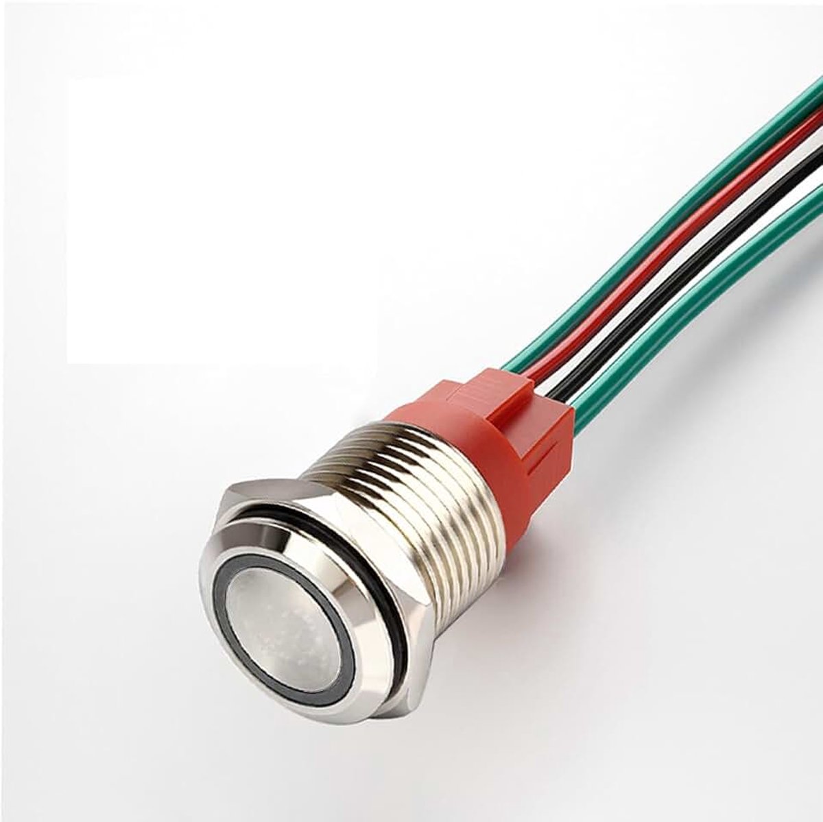 220V/15A Kortstondige Drukknop NO Waterdicht wit LED-licht Verlicht 19mm Metalen Startknop Met Stopcontactstekkerdraad