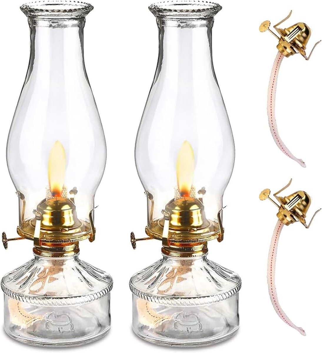 Petroleumlamp met verstelbare helderheid, vintage glazen kerosinelamp voor noodverlichting, antieke paraffinelamp voor binnengebruik, winddichte decoratieve olielantaarn,