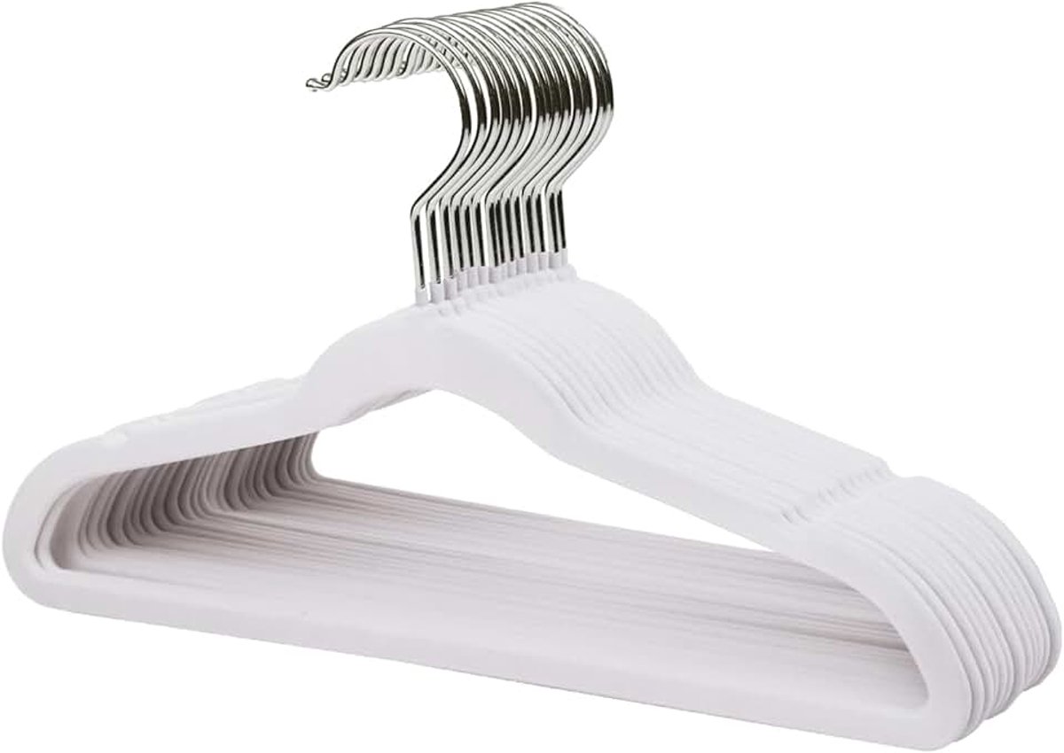 35cm Premium Kids Fluwelen Kleerhangers, Ultra-dunne Kinderkleerhangers met 360° Draaibare Haak, Antislip Vilthangers voor de Jeugd, Stevig & Duurzaam (14 Stuks, Wit)