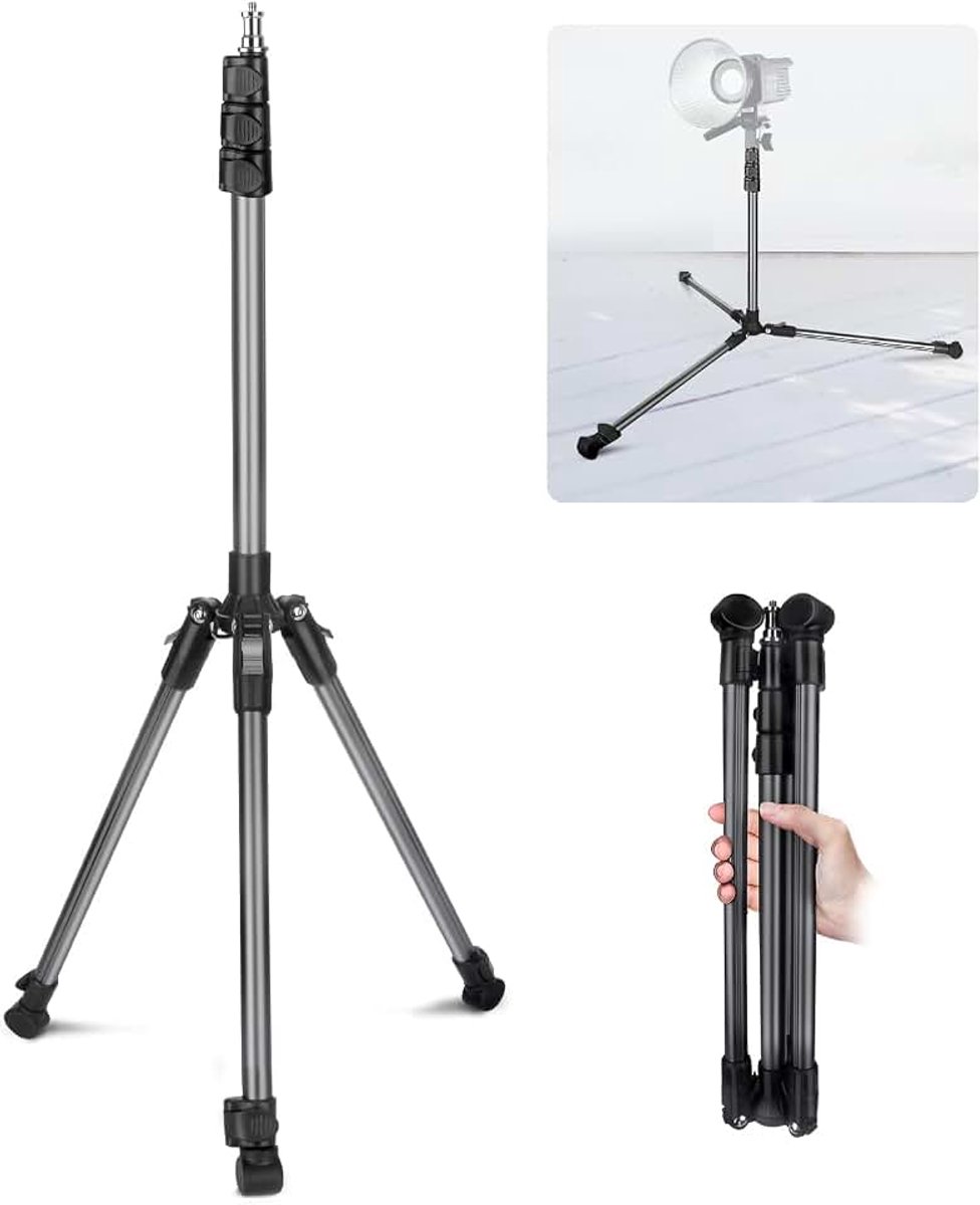 200cm Lichtstatief Lampstatief Verlichtingsstatief Aluminium | Portable & Omkeerbaar, 1/4" Schroef Lichtstatief voor Studio, Videografie, Ring Licht, Flitslicht, Softbox