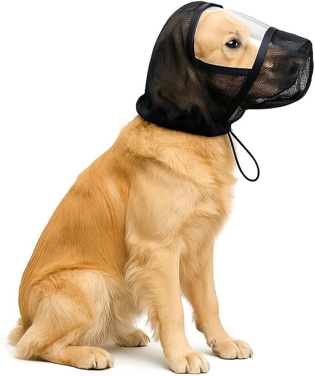 Hondenmasker met doorzichtig venster-door dierenartsen aanbevolen veiligheidsveldbescherming voor bescherming tegen vossenstaarten,insecten rotsen,ademend,lichtgewicht,zwart,M