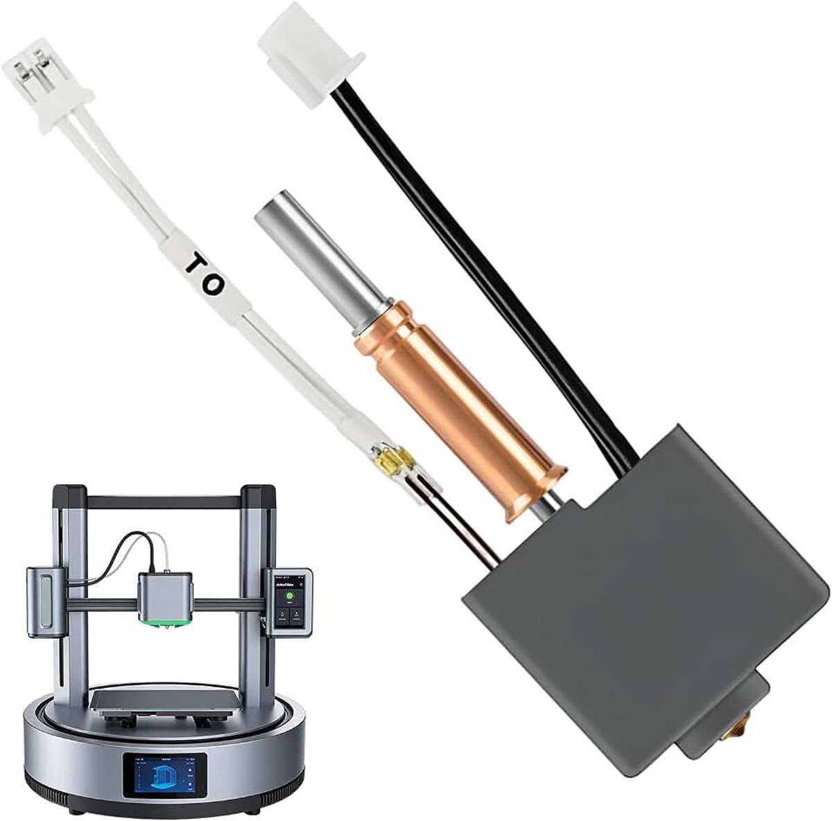 Hotend Bi-Metal Heatbreak voor Kobra 3/Kobra 3 V2, 0,4 mm messing mondstuk met siliconen sok, compatibel met ANYCUBIC Kobra 3 Kobra 3 Combo Kobra 3 V2 3D-printer voor high-speed afdrukken