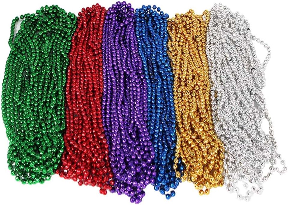 Gras Disco Ball Beads Festive Beaded Necklaces, Pearl Beaded Party Costumes Accessory Party Favor for Bridal Shower Pack of 72 pcs