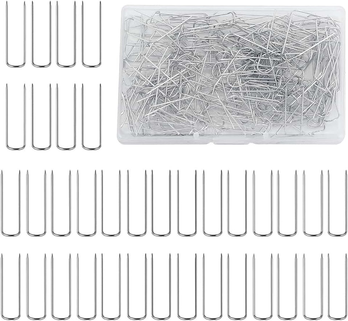 200 STUKS U-vormige Pinnen, 23 mm RVS Naaldwerk Pinnen voor Handwerken, Quilten en DIY-projecten, Stecknadel voor Stoffen en Decoraties (Zilver)