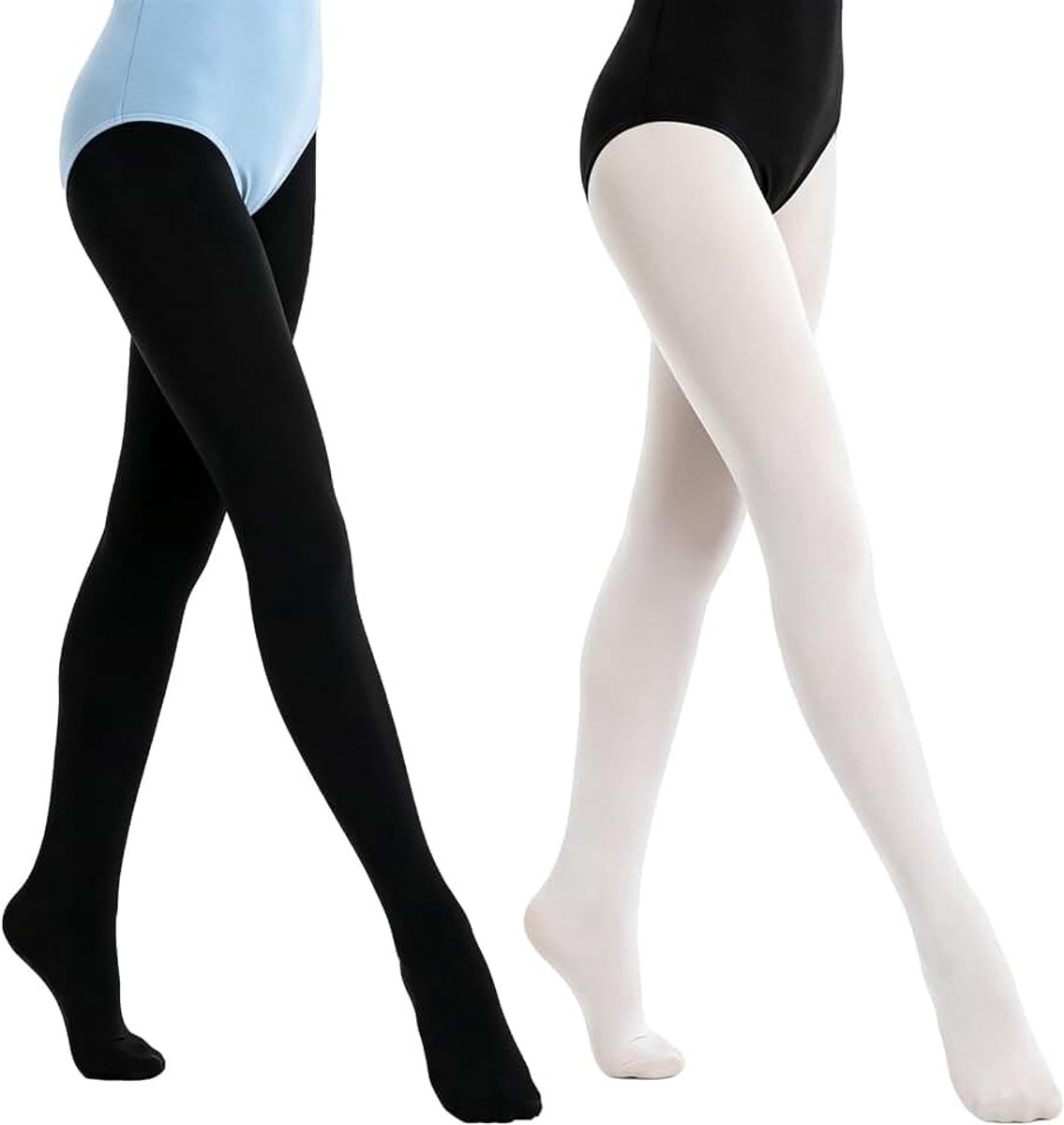 Panty's voor meisjes 90 DEN balletpanty, set van 2, kinder Domueay Panty's, elastisch, ademend, ondoorzichtig, danspanty, effen, voor kinderen van 3-12 jaar