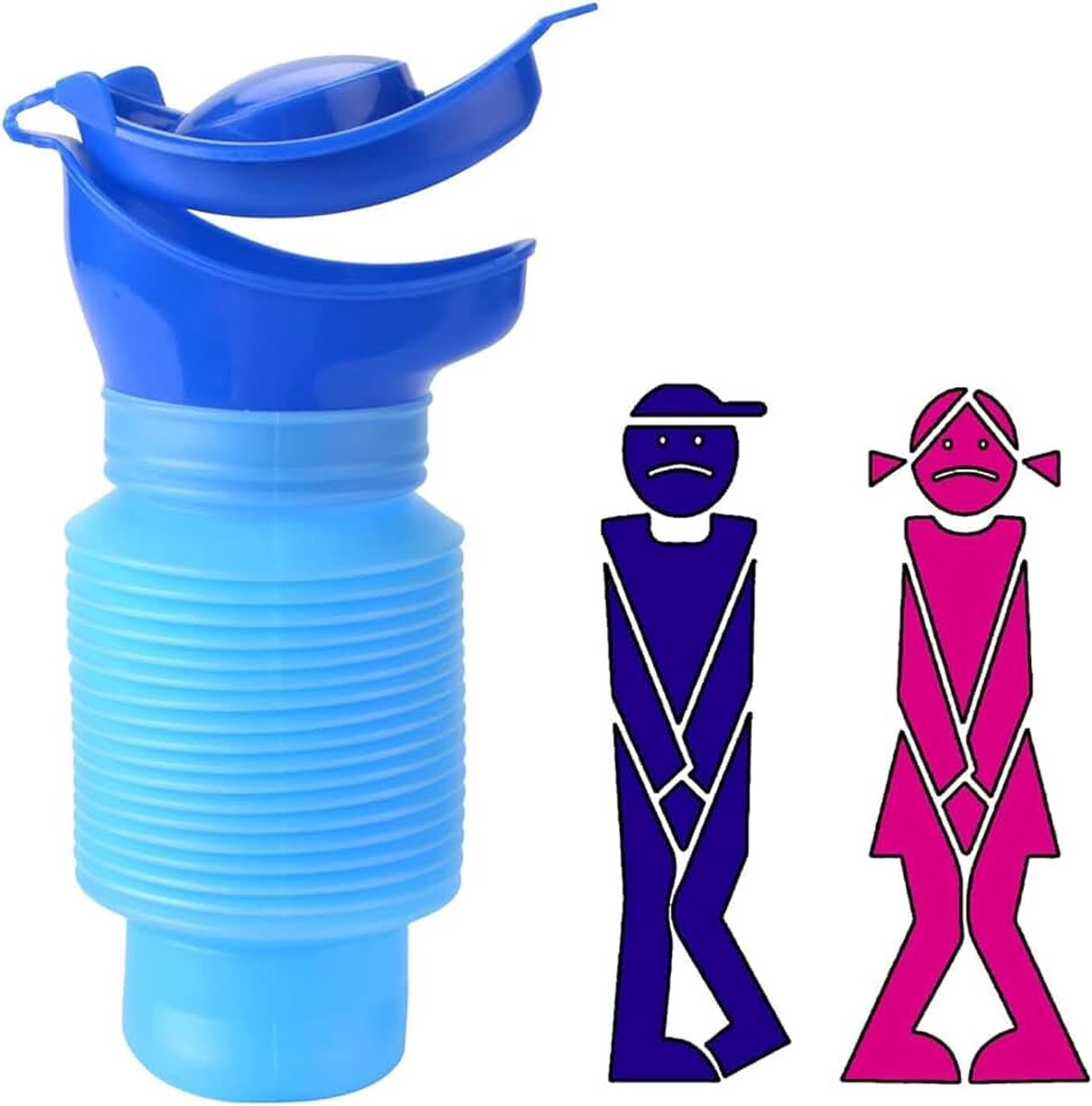 Mini-urinoir, 750 ml, krimpbaar urinoir, mobiel toilet, krimpbaar urinoir, herbruikbaar urinoir voor noodgevallen, PIPI urineflesje voor camping, auto, reizen, file wachtrij