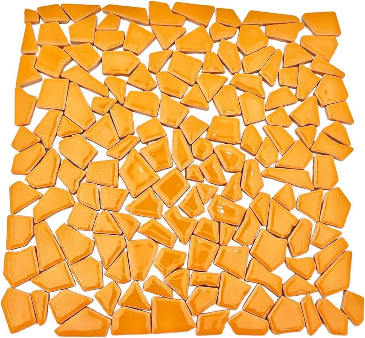 Mozaïektegels om te knutselen, 0,5 x 2 cm kleine mozaïekstukken stenen voor doe-het-zelf mozaïek maken en wanddecoratie (oranje)