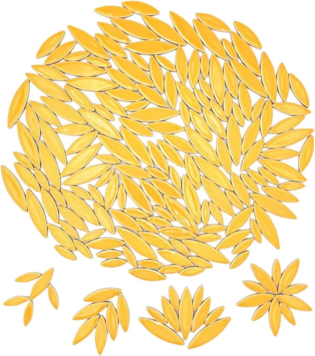 Mozaïektegels voor Knutselen, 500g Onregelmatige Mozaïekstukken, Bloemblaadjes Mozaïektegels DIY Mozaïek Maken Stenen voor Knutsel Hobby Kunst Wanddecoratie (Gember)