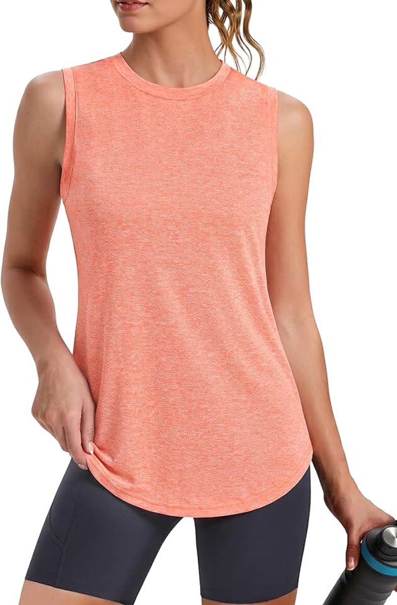 Sporttop voor dames, mouwloze fitness-top voor dames, ronde hals, van ademend mesh, fitness, yoga, hardlopen, dansen