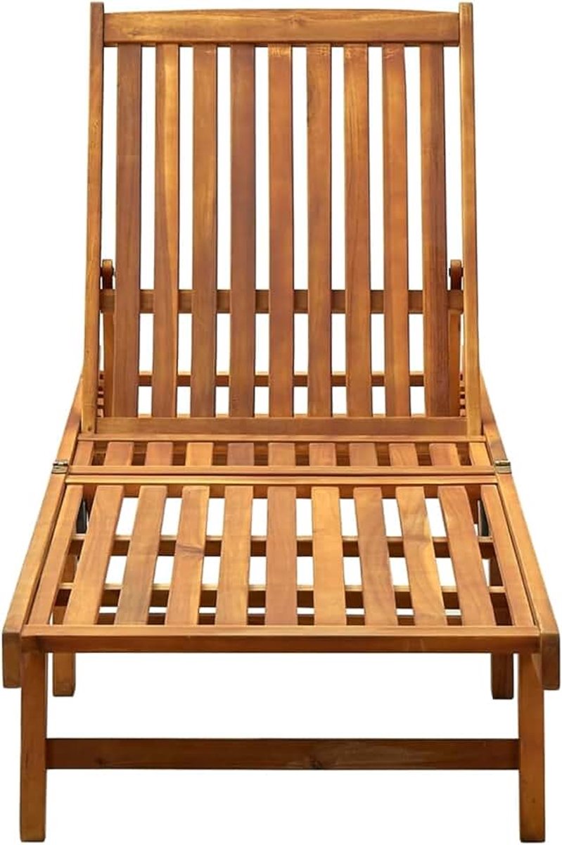 Homelen Zonneligstoel, acaciahout, massief hout, met verstelbare rugleuning, natuurbruin, voor tuin, terras, zwembad, tot 110 kg