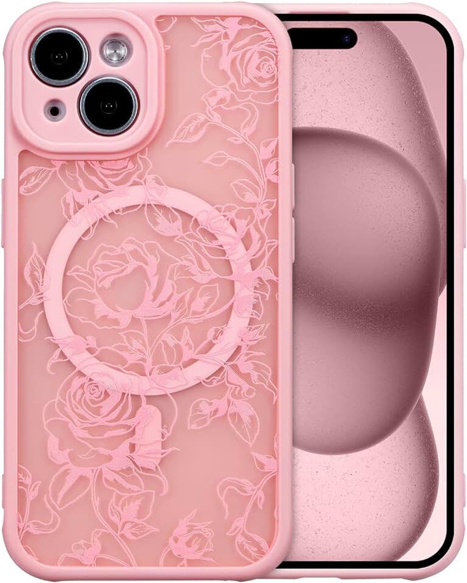 Magnetische Hoes voor iPhone 13, Bloemenpatroon Schattig Aesthetisch Hoesje [Compatibel met Magsafe] voor Vrouwen Meisjes Rozenpatroon Dunne TPU Bumper Schokbestendige Beschermende Hoes, Branch