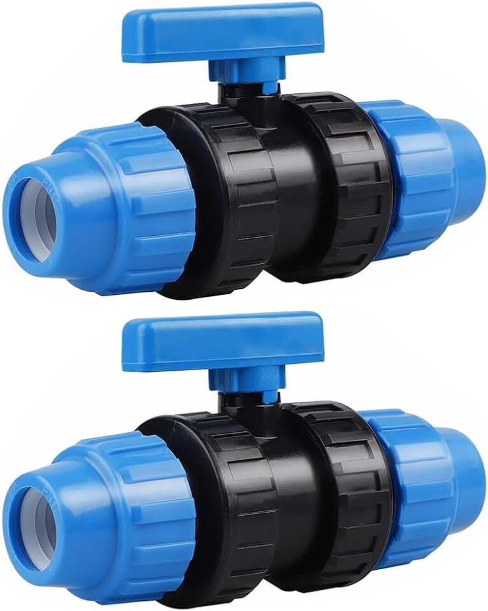 2 stuks kogelkraan voor PE-buis, 25 mm PE buis kogelkraan