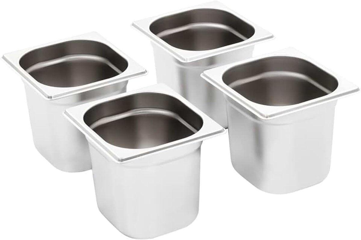 Roestvrijstalen Gastronorm-container 1/6 zilver, 2,4 l, voor restaurant & keuken Model50908