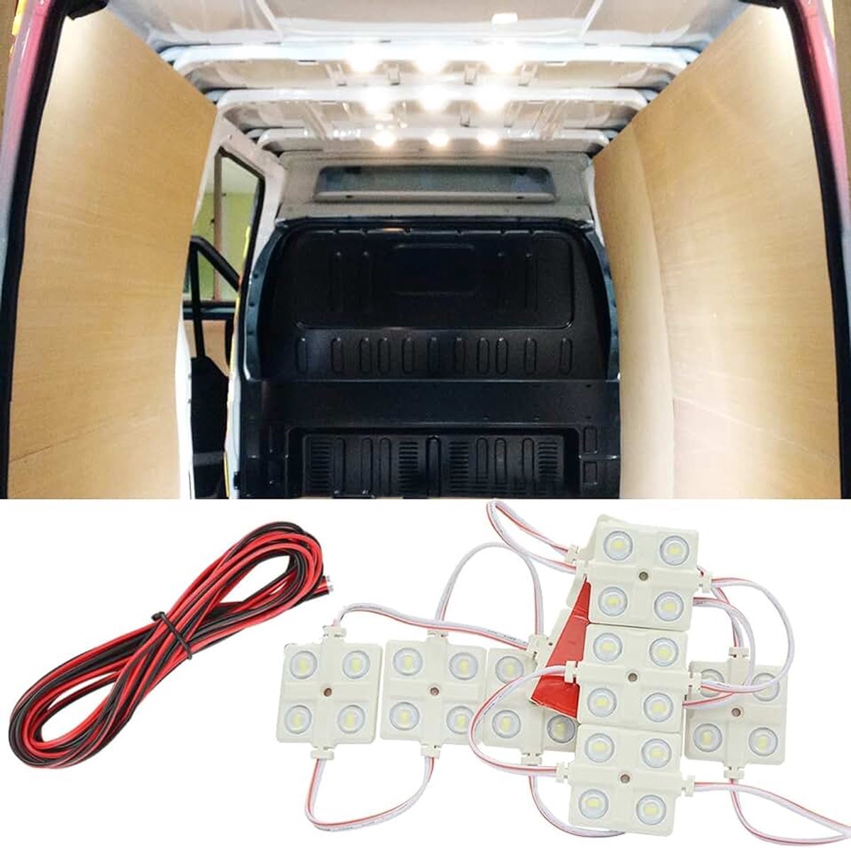 Plafondverlichting kit voor bestelwagen RV boten caravans aanhangwagens universele 10 modules, wit, 12V 40 LED interieur verlichting kits van vrachtwagen DC12V 5M