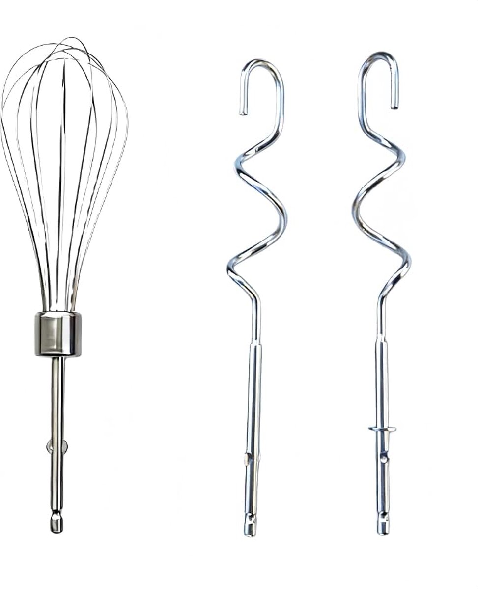 Handmixer-accessoireset voor Hamilton Beach, roestvrij stalen kneedhaak en gardeopzetstuk, roestvrij staal, keukenmixer, handheld, hoogwaardig keukenaccessoire voor bakken en roeren, 3 stuks