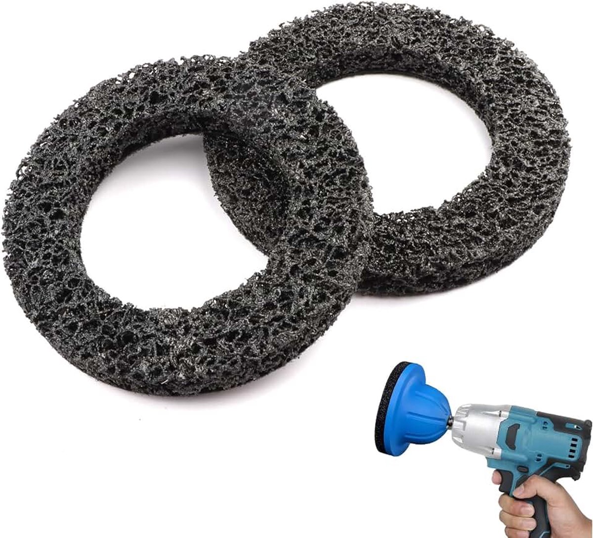 2 stuks reservereinigingsschijven voor wielnaafslijper, Ø 90 x 150 mm wielnaafborstel, multitool schuuropzetstuk, reinigingsschijven voor roestverwijdering, vuil