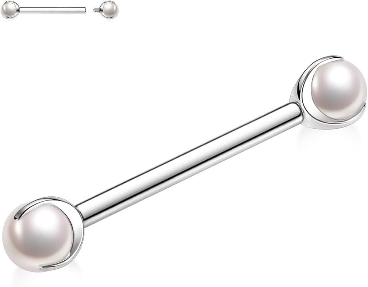 Hengkaixuan G23 Titanium tepelstaafje, 14G tepelring, tepelring, sieraden, brug, barbell, intern schroefdraad, tepelpiercing, lichaamspiercing, sieraden voor vrouwen, Titanium, Geen edelsteen