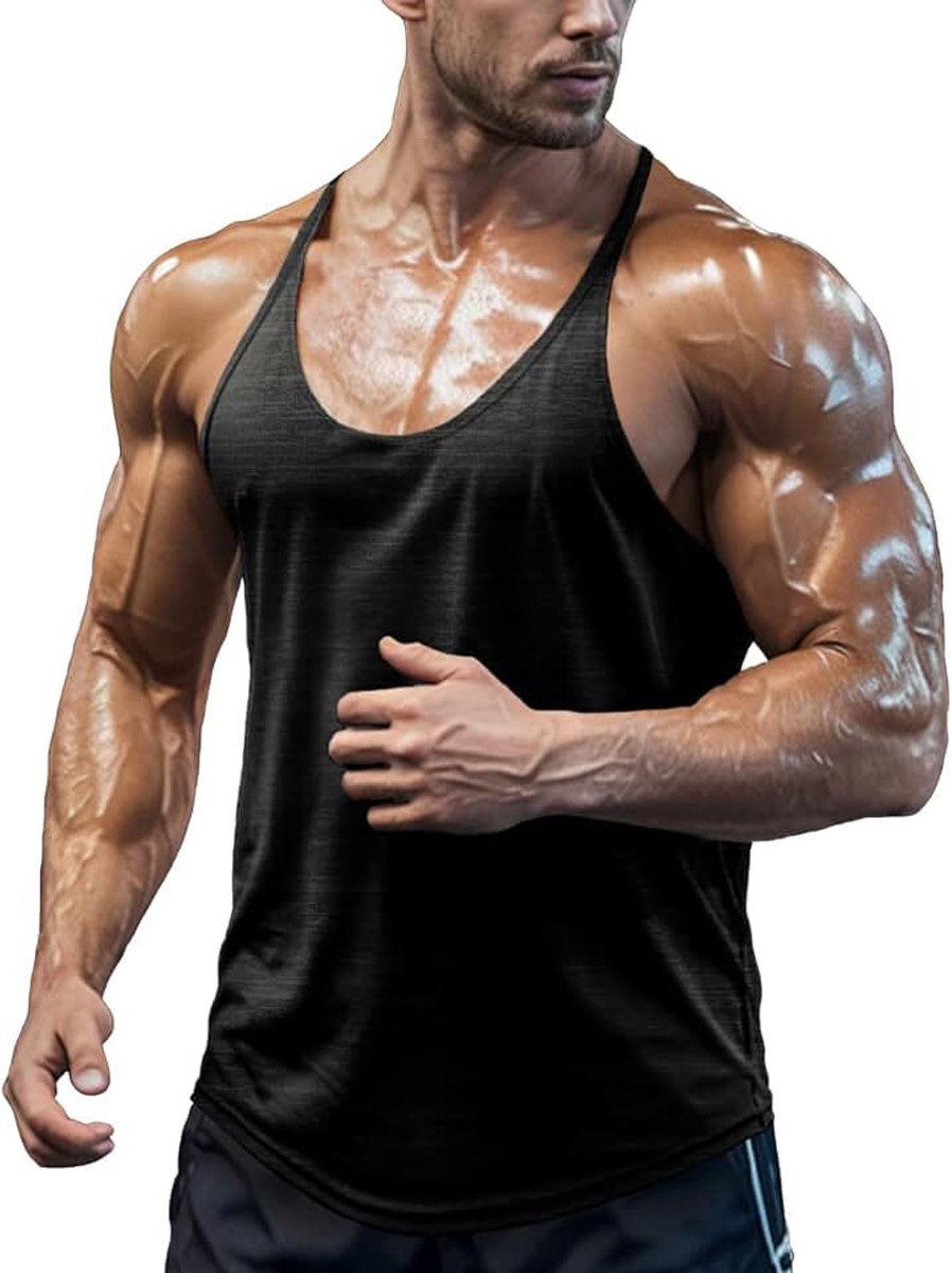 Tanktop voor heren, sportschool, mouwloos, voor training, bodybuilding